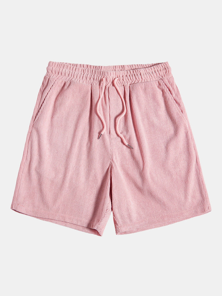 Korte Mouwen Corduroy Overhemd met Knopen & Shorts