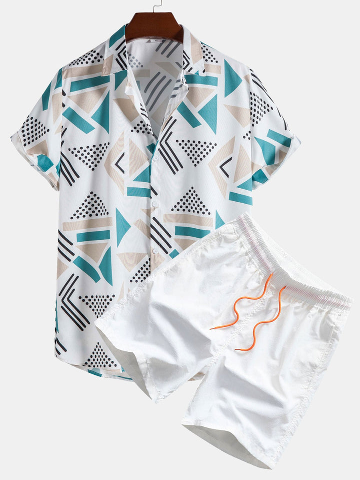 Geometrische Print Shirt & Zwemshorts