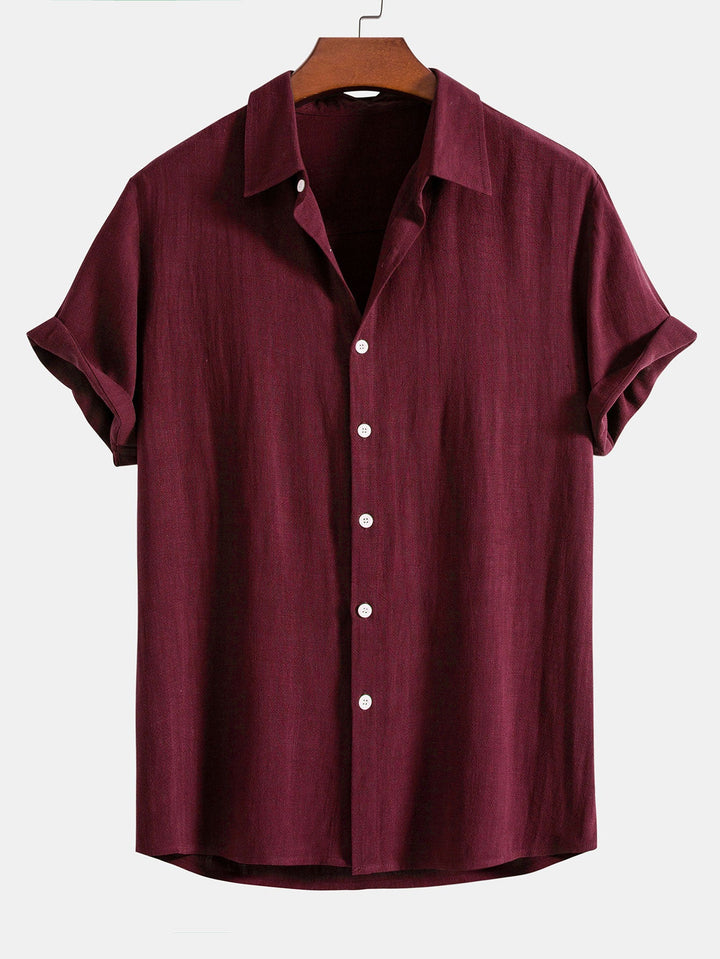 Linnen Rayon Mix Knop-Up Shirt