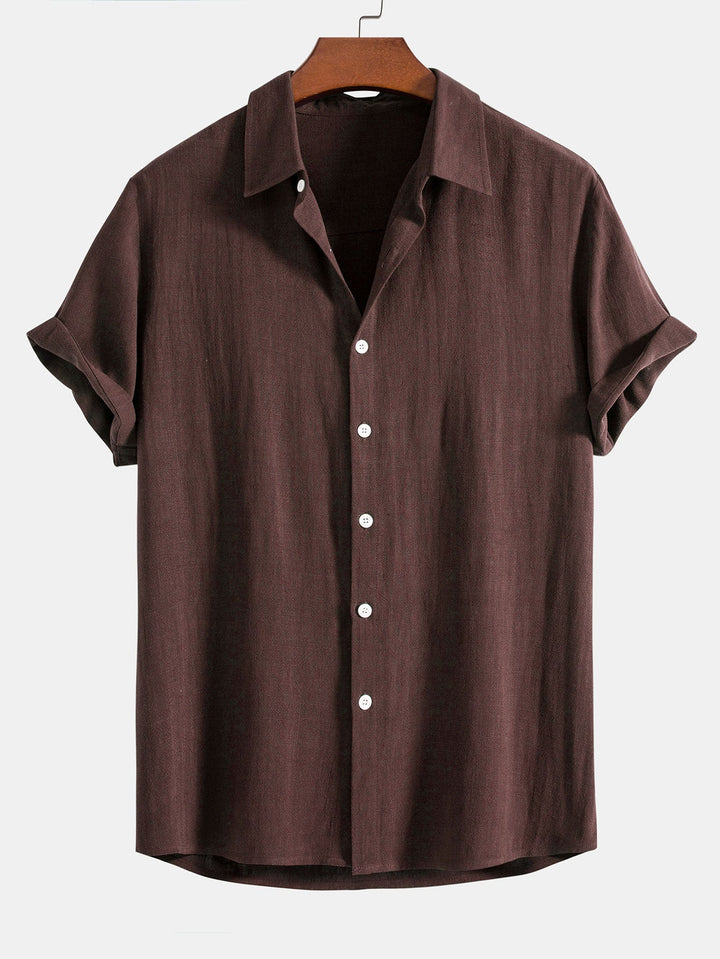 Linnen Rayon Mix Knop-Up Shirt