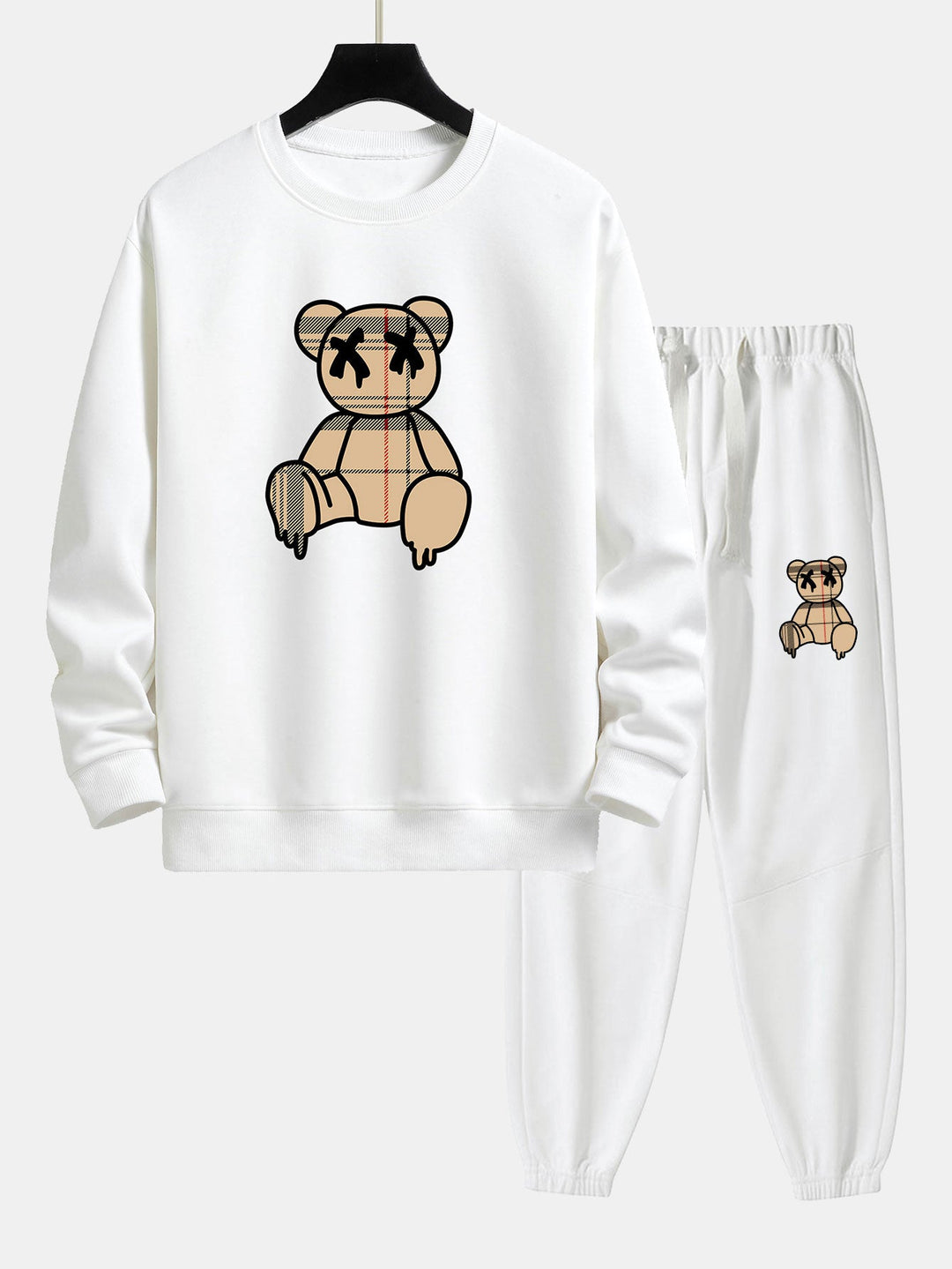 Geruite patroon oplosbare beerprint relax fit sweatshirt & joggerbroek