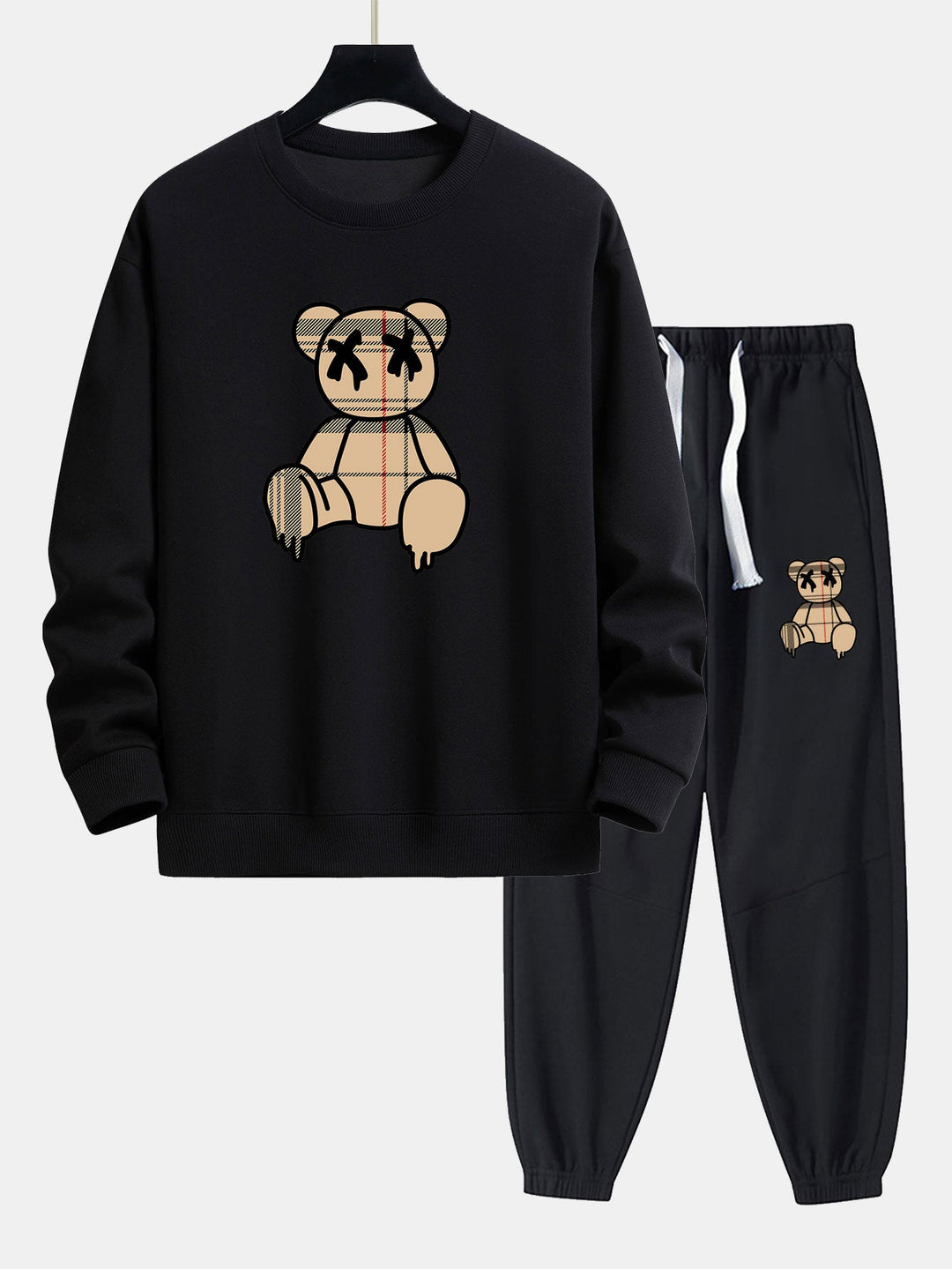 Geruite patroon oplosbare beerprint relax fit sweatshirt & joggerbroek