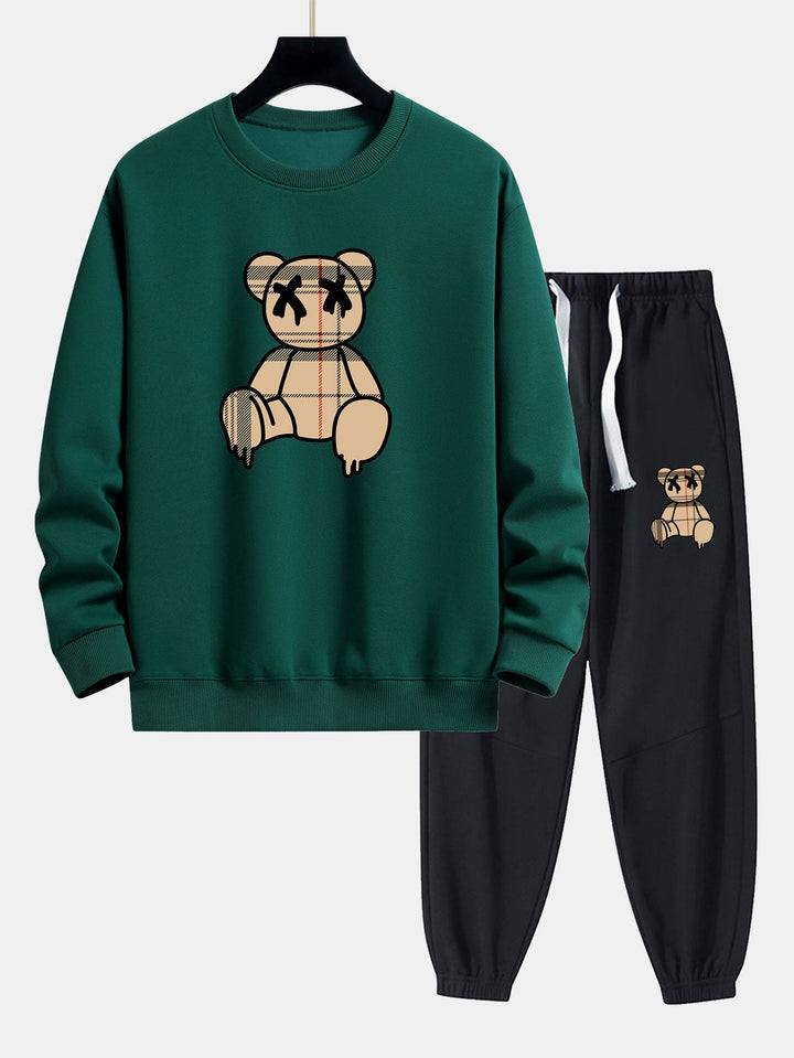 Geruite patroon oplosbare beerprint relax fit sweatshirt & joggerbroek