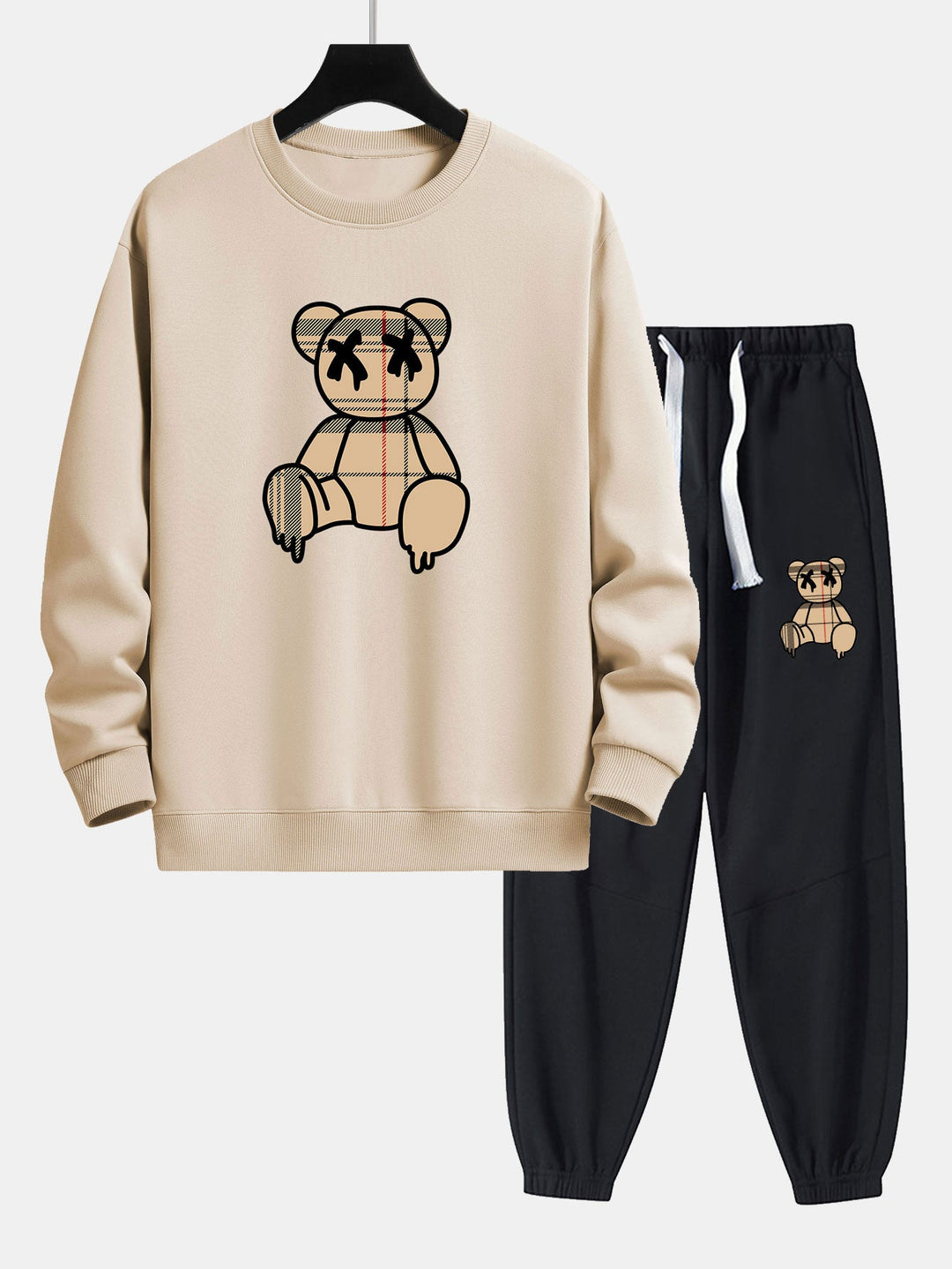 Geruite patroon oplosbare beerprint relax fit sweatshirt & joggerbroek