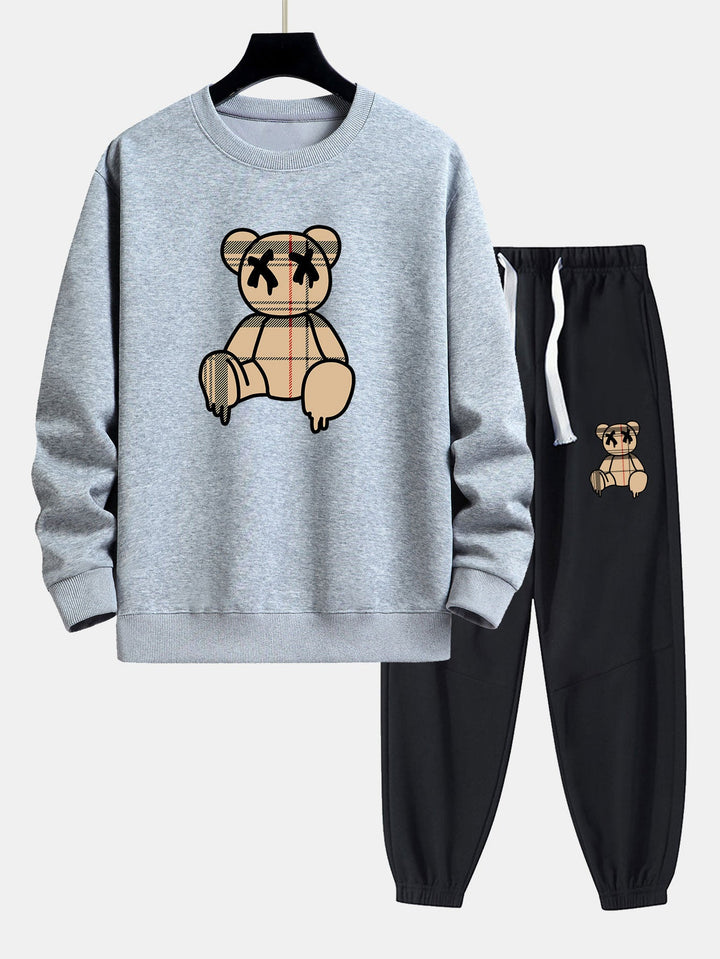 Geruite patroon oplosbare beerprint relax fit sweatshirt & joggerbroek