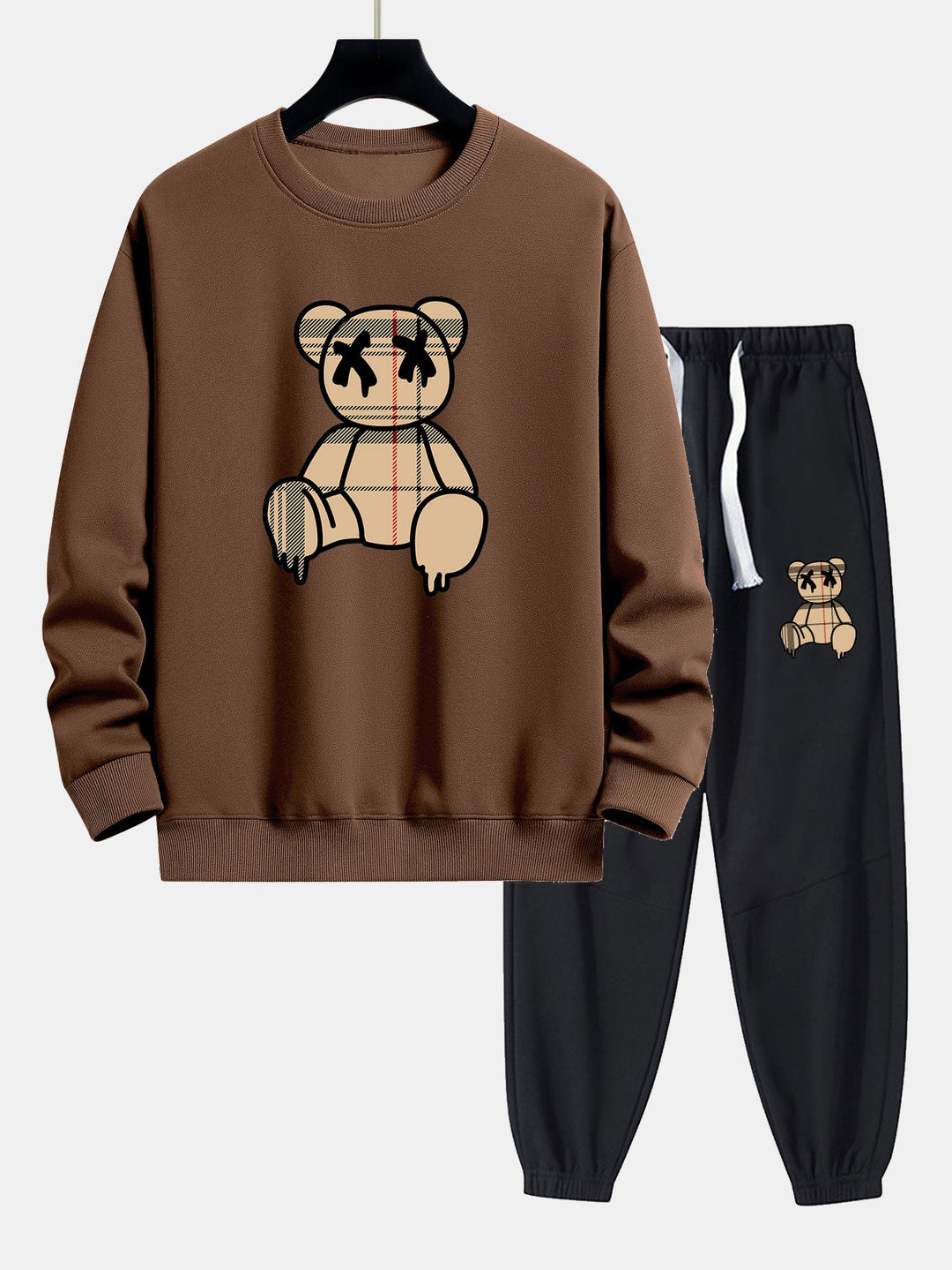 Geruite patroon oplosbare beerprint relax fit sweatshirt & joggerbroek