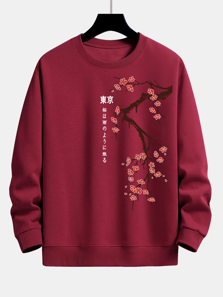 Tokyo Japanse Kersenbloesem Print Relax Fit Sweatshirt