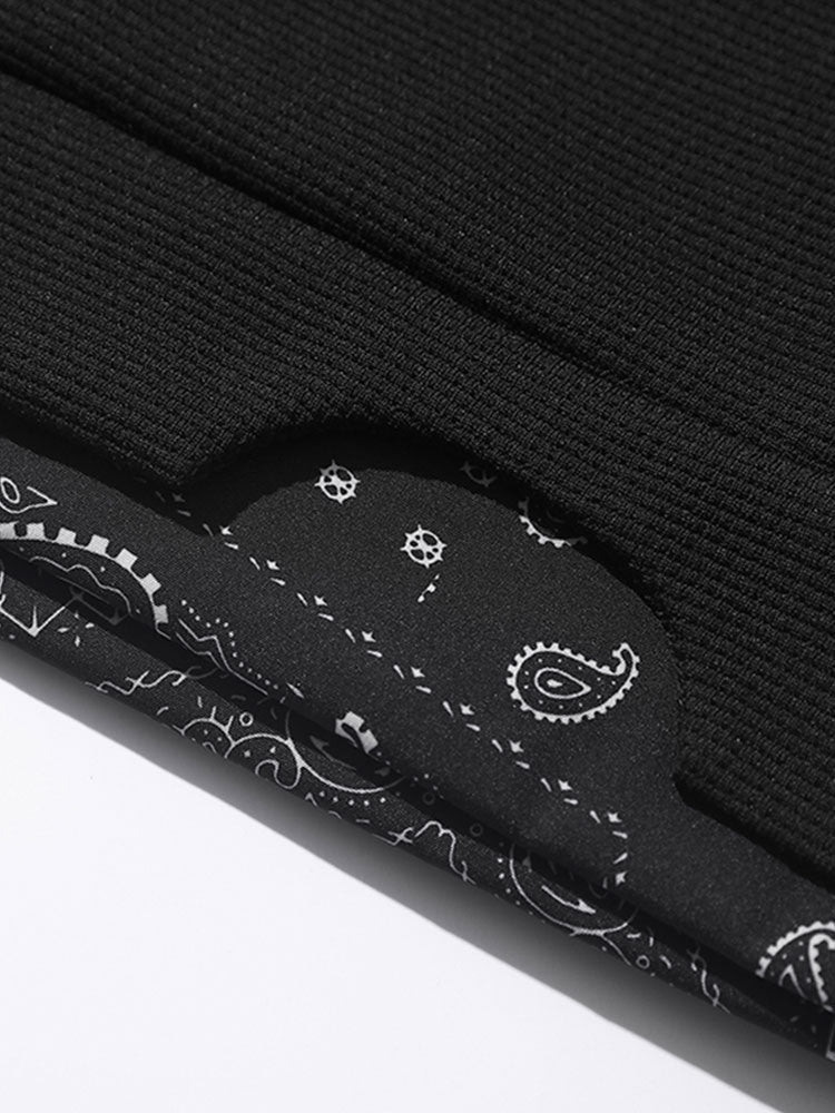 Paisley Print Paneel Waffle Sweatshirt