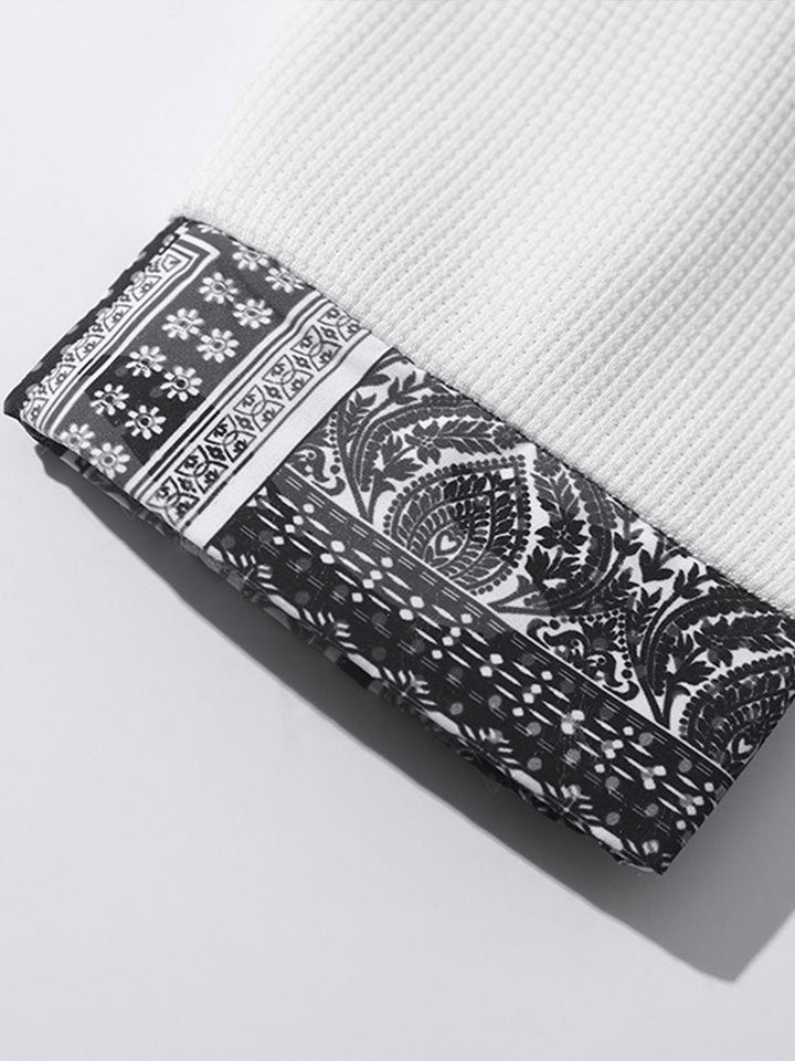 Paisley Print Paneel Waffle Sweatshirt