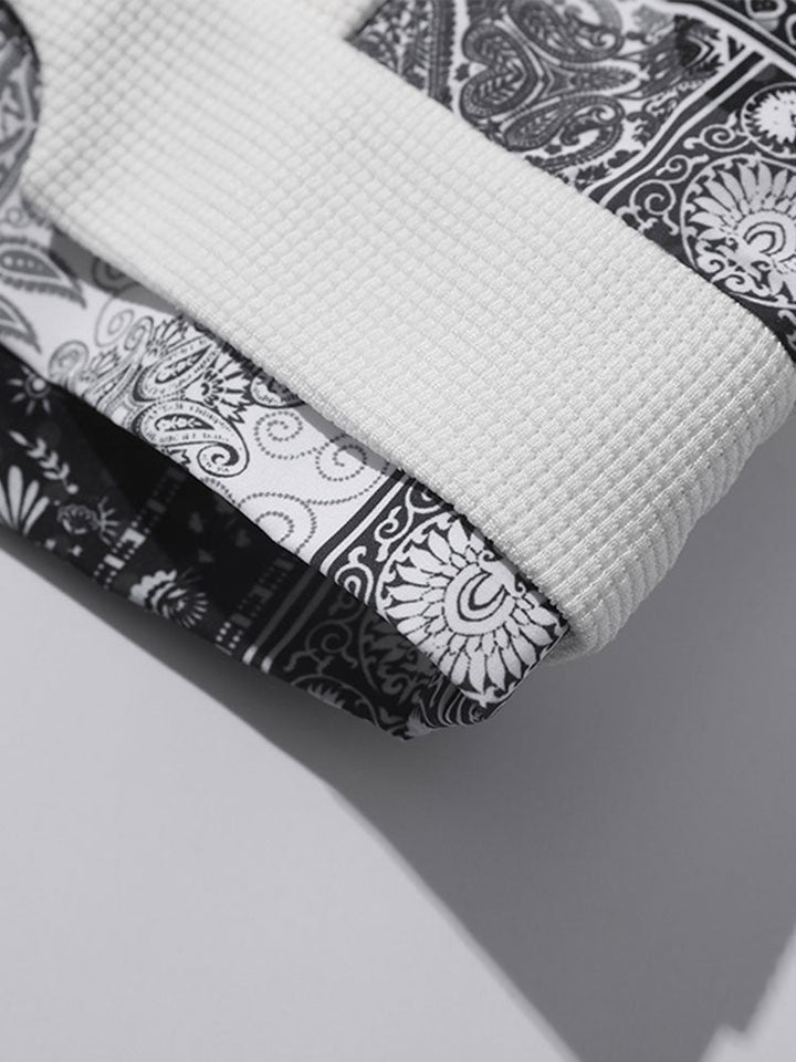 Paisley Print Paneel Waffle Sweatshirt