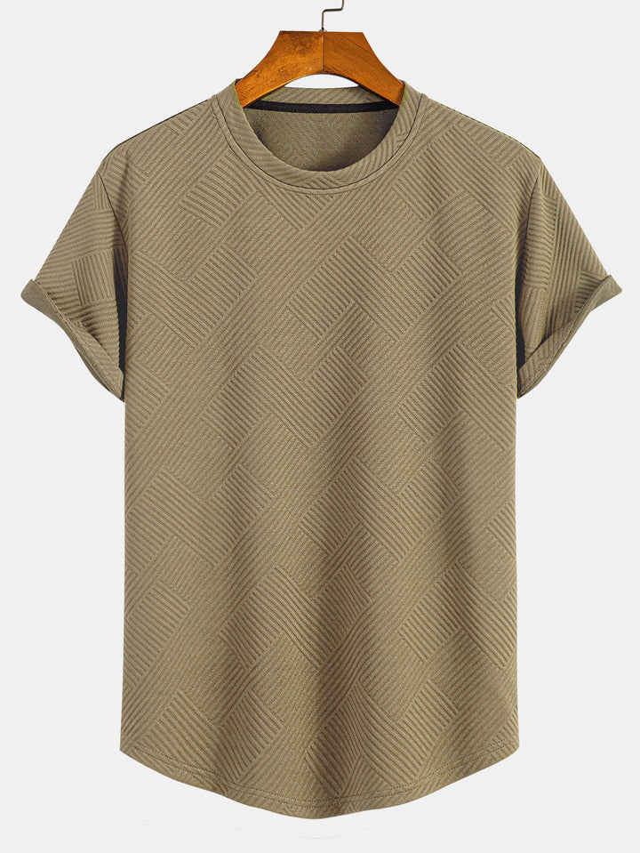 Korte Mouwen Streep Jacquard Boog Hem T-Shirt