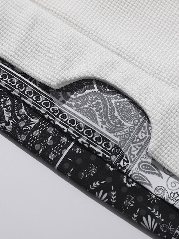 Paisley Print Paneel Waffle Sweatshirt