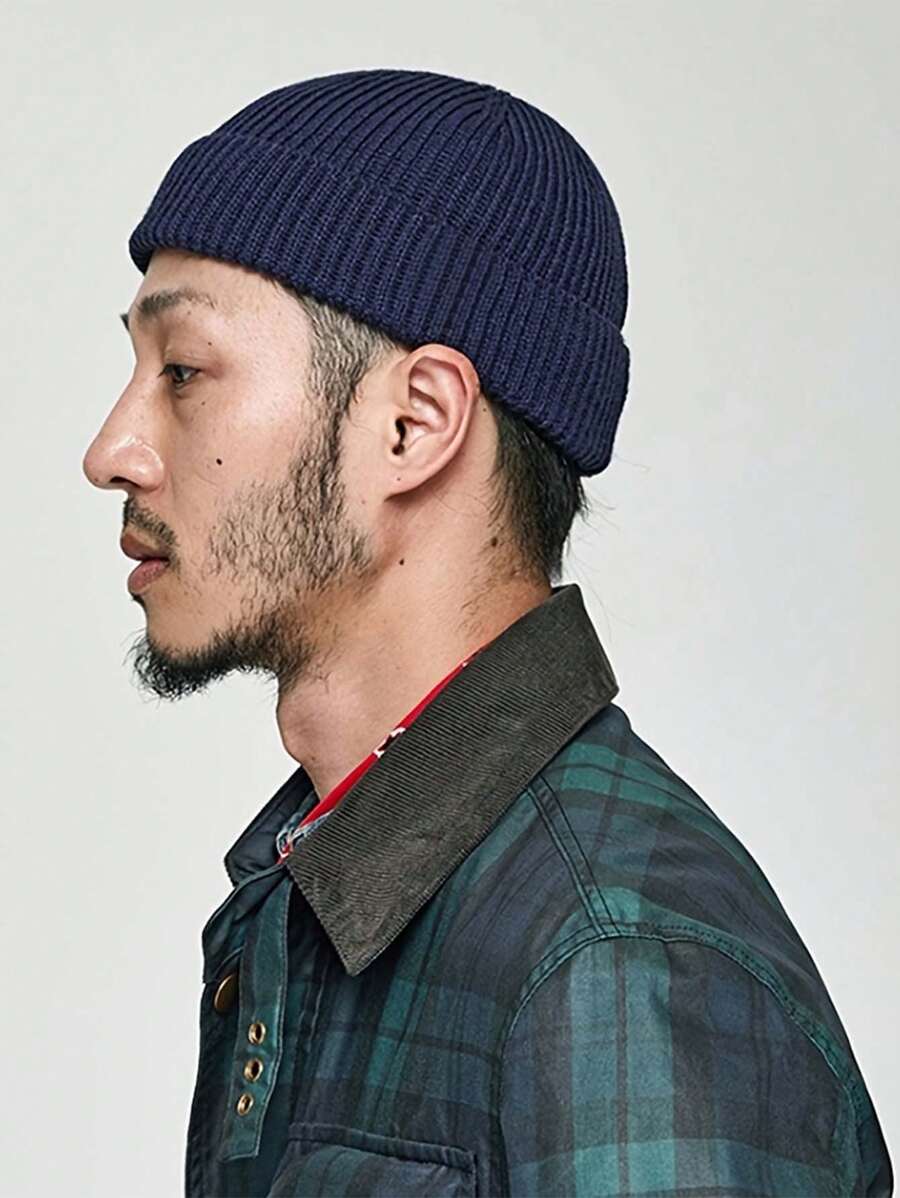 Solid Kleur Warme Korte Gebreide Muts