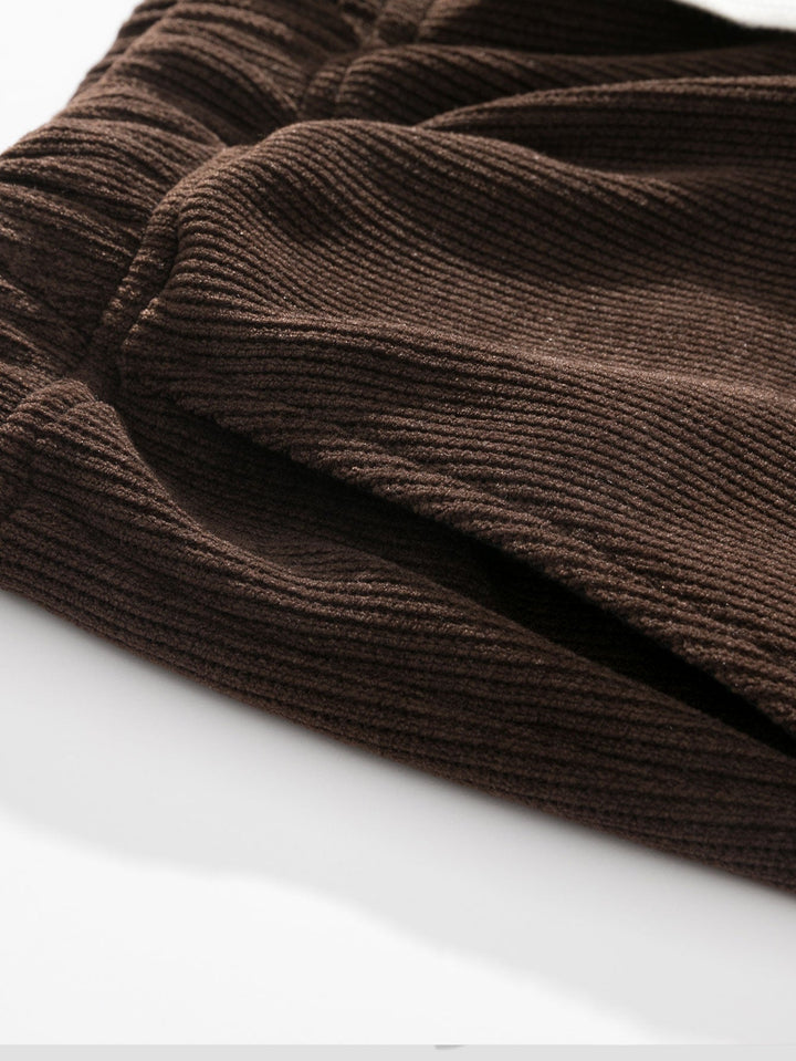 Checkerboard Dissolving Bear Print Relax Fit Sweatshirt & Straight Leg Corduroy Pants