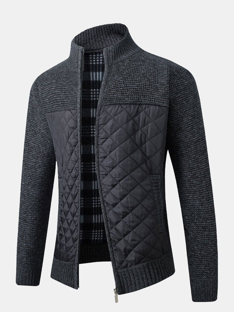 Gequilted Patchwork Zip-Up Trui