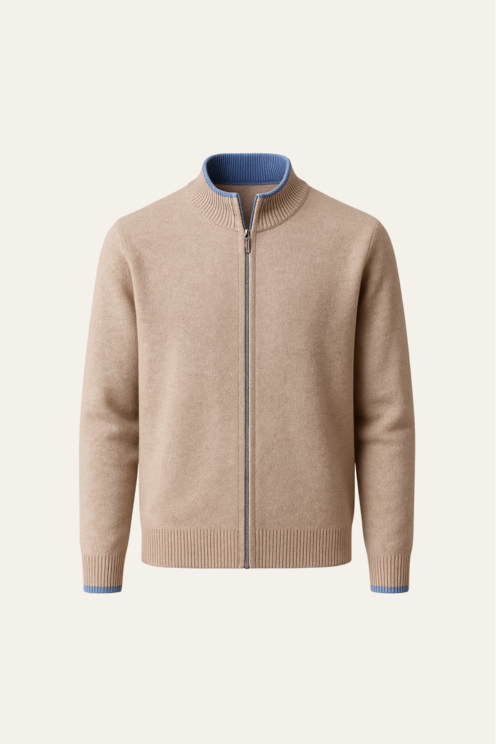 Terenzo Zip Cardigan Beige