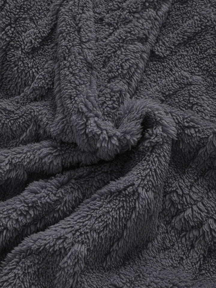 Geometrische Jacquard Zip Up Teddy Hoodie