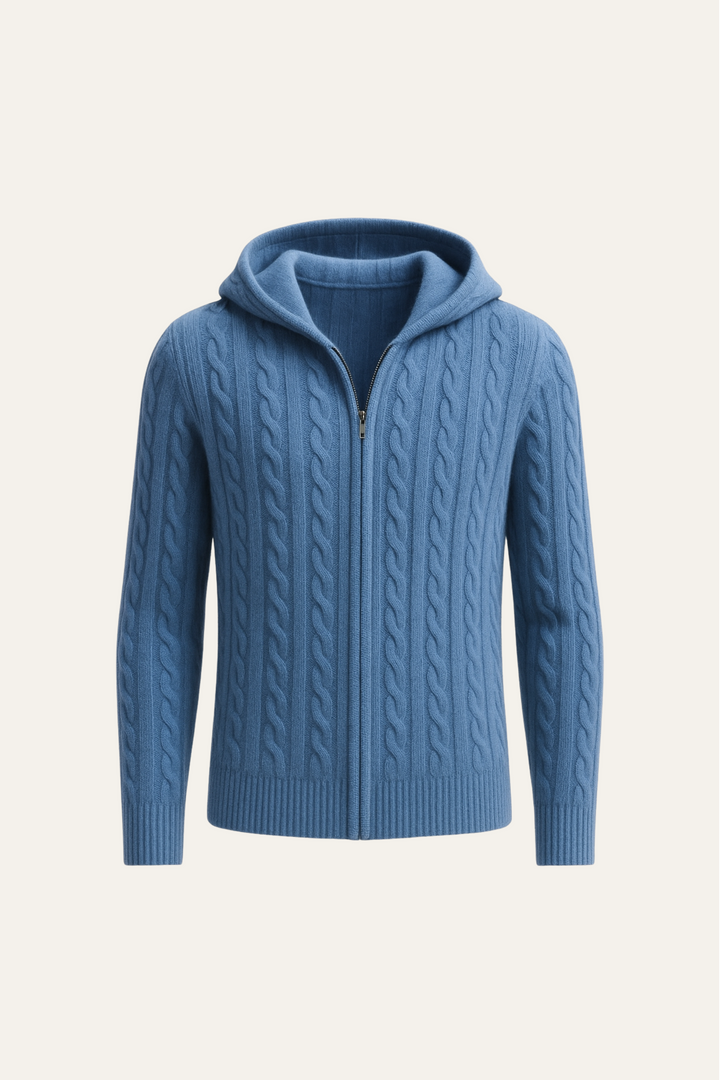Talieri Hooded Cable Knit Blue