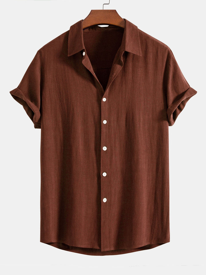 Linnen Rayon Mix Knop-Up Shirt