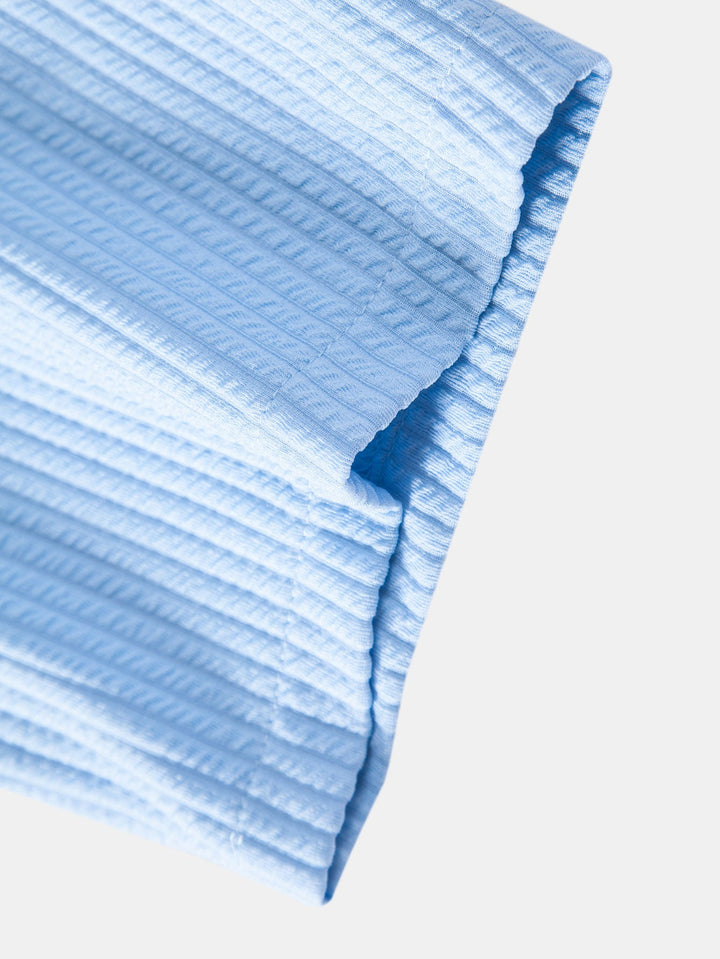 Muscle Fit Geribbelde Overhemd met Knopen