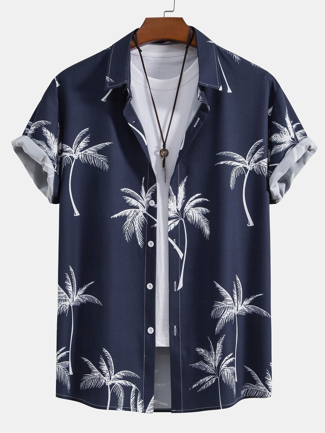 Palm Tree Print Button Up Shirt