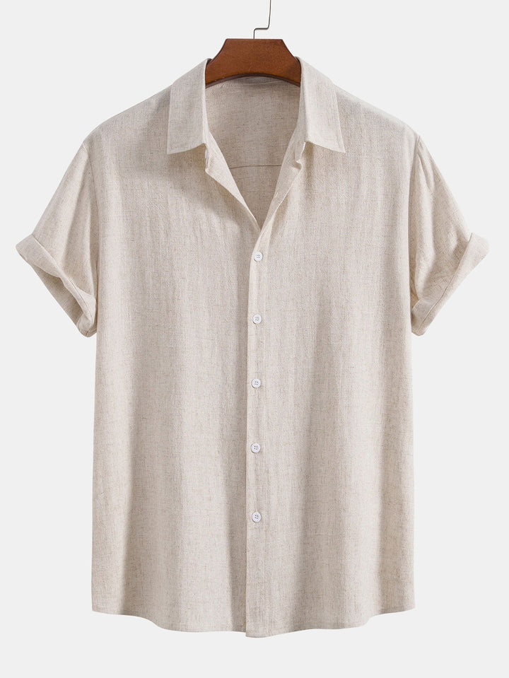 Linnen Rayon Mix Knop-Up Shirt