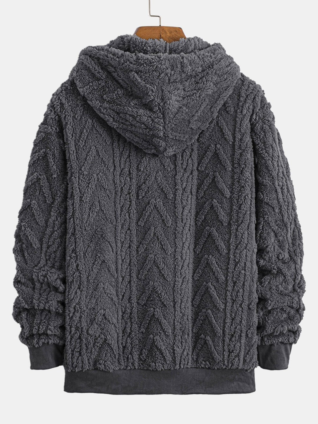 Geometrische Jacquard Zip Up Teddy Hoodie
