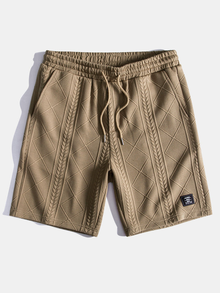 Korte Mouw Geometrisch Jacquard Boog Hem T-Shirt & Shorts