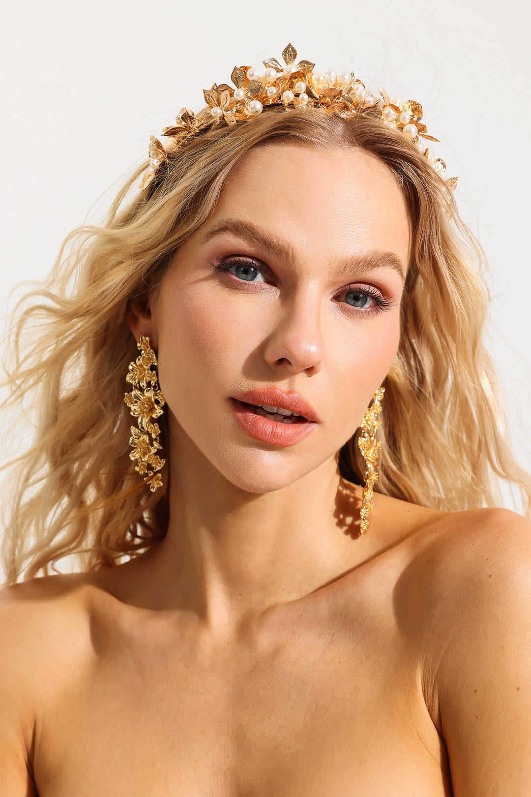 Aurelia l Gold Floral Metal Stud Earrings