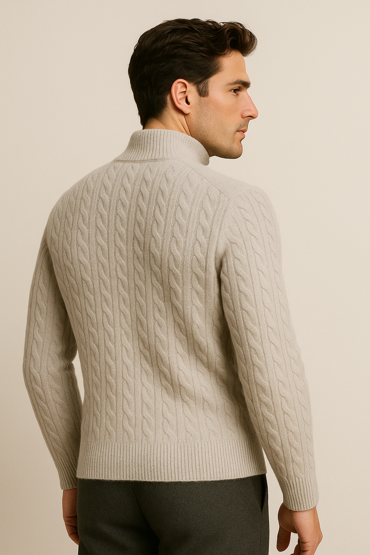 Lerano Cashmere Half-Zip Knit Grey
