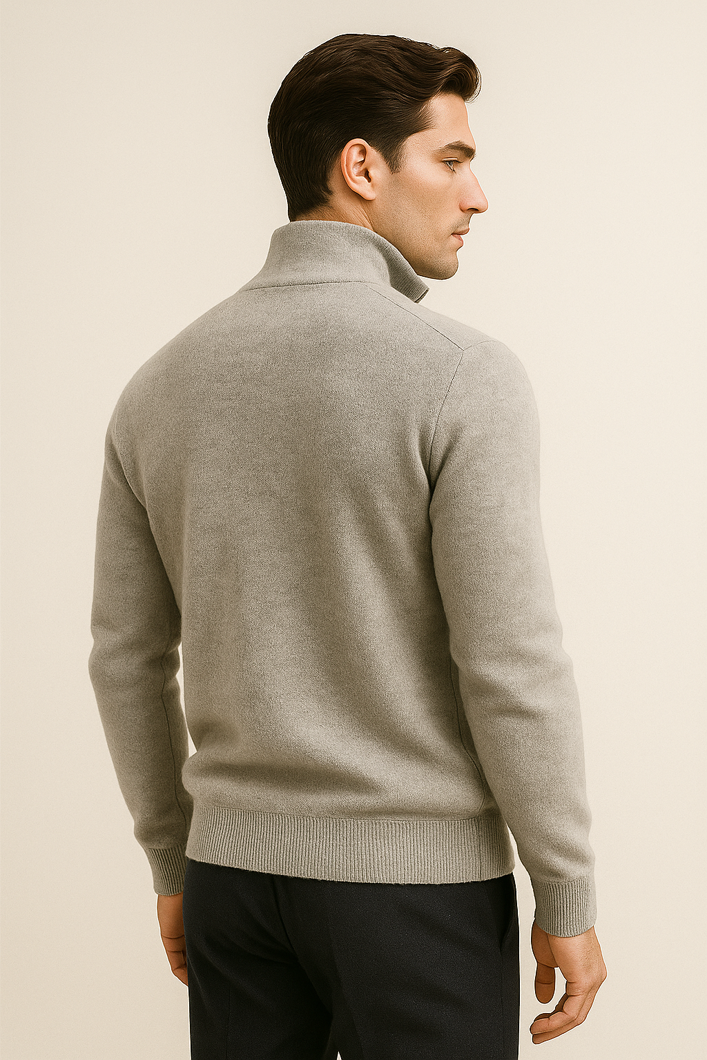 Marciello Reversible Cashmere Zip Knit Beige & Grey