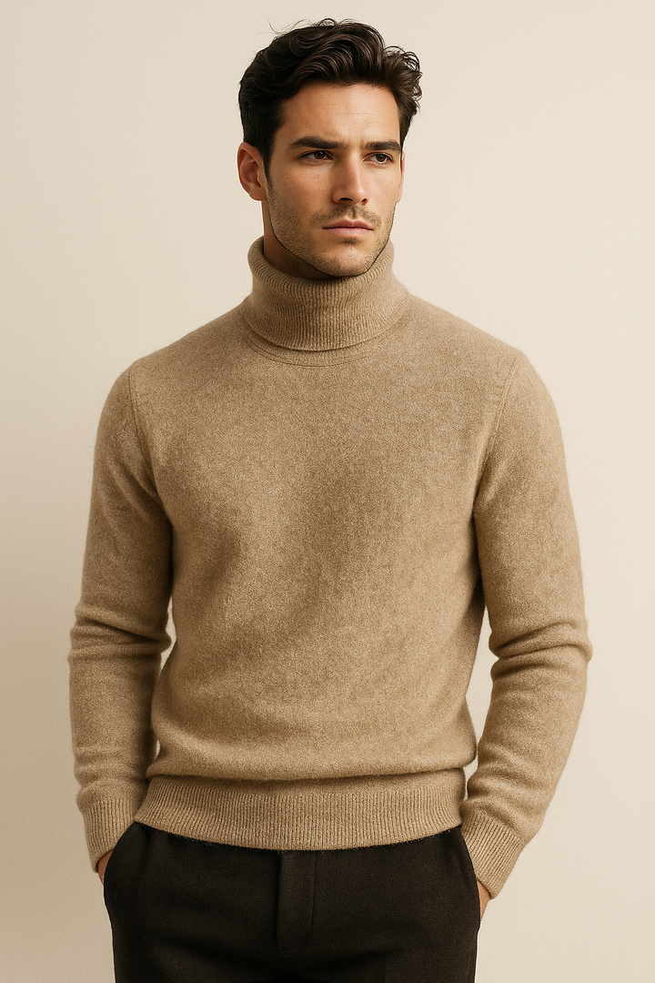 Avenzo Cashmere Turtleneck Dark Beige