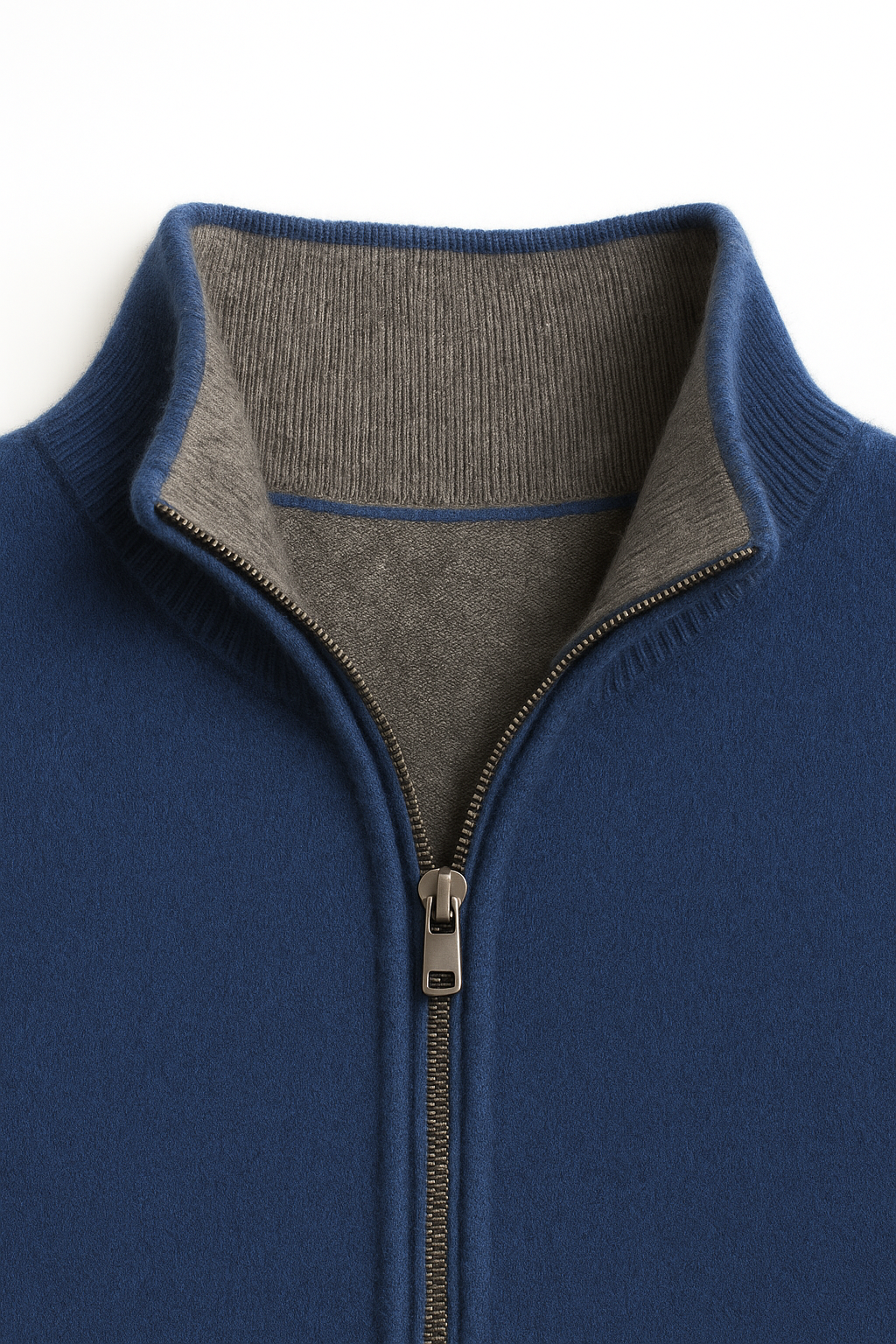 Marciello Reversible Cashmere Zip Knit Navy & Grey