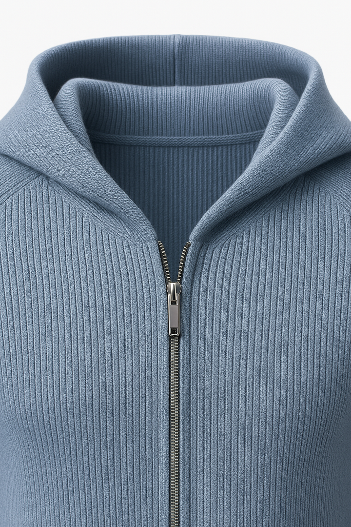 Amalfi Merino Hooded Sweater Light Blue