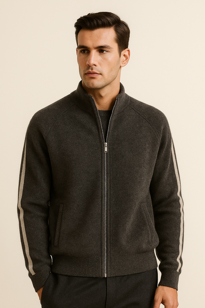 Lorenti Cashmere Zip Knit Dark Grey