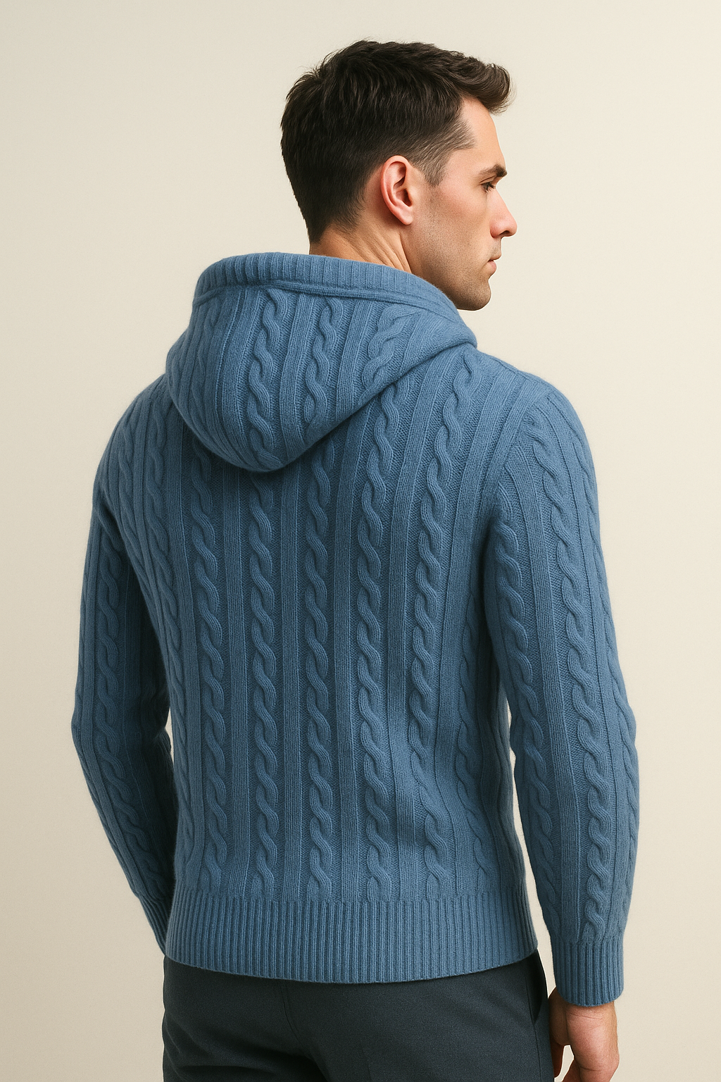 Talieri Hooded Cable Knit Blue