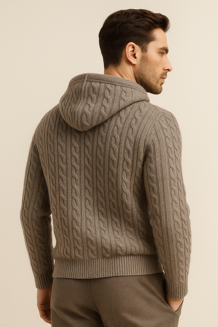 Talieri Hooded Cable Knit Grey