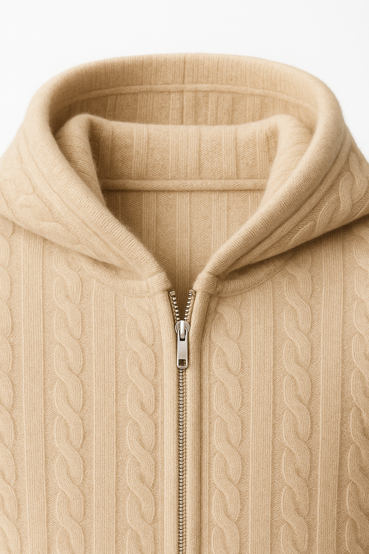 Talieri Hooded Cable Knit Beige