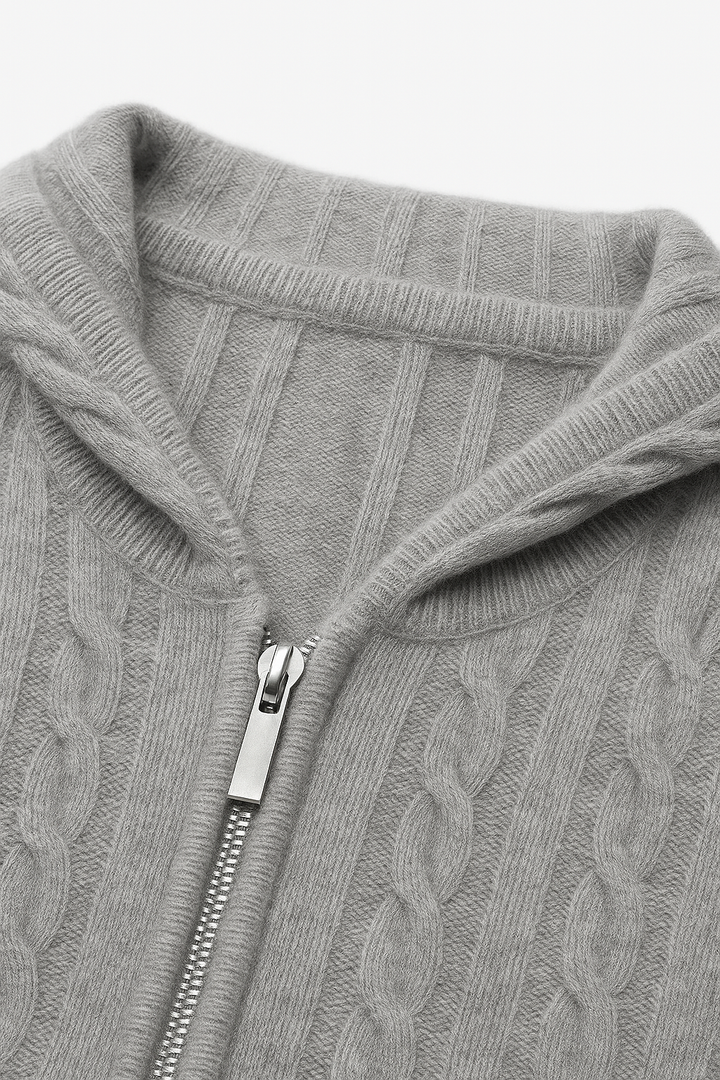 Talieri Hooded Cable Knit Grey