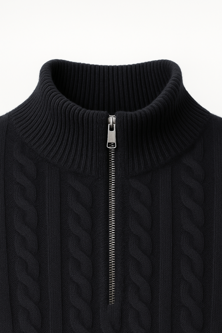 Lerano Cashmere Half-Zip Knit Black