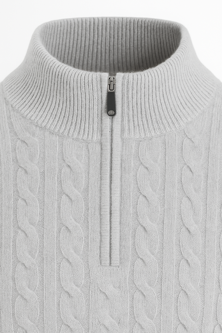 Lerano Cashmere Half-Zip Knit Grey