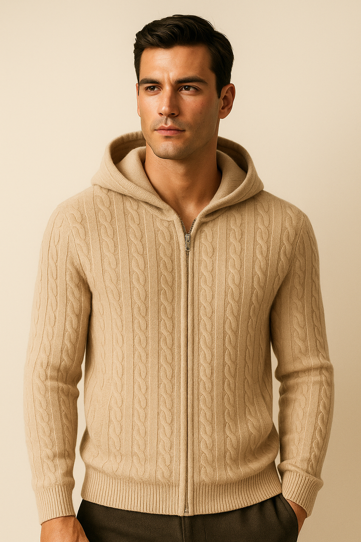 Talieri Hooded Cable Knit Beige