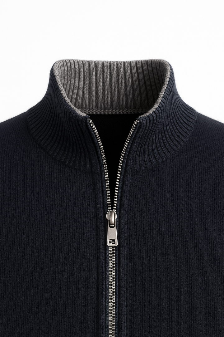 Terenzo Zip Cardigan Navy