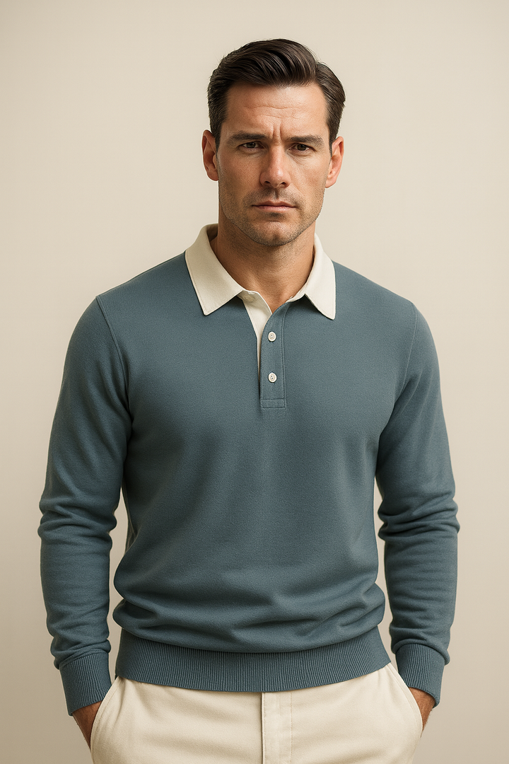 Valerio Polo Knit Cyan