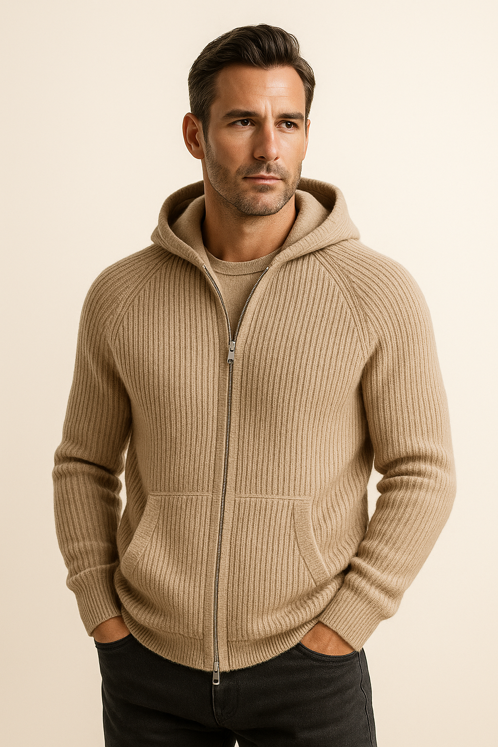 Sorrento Hooded Knit Light Brown