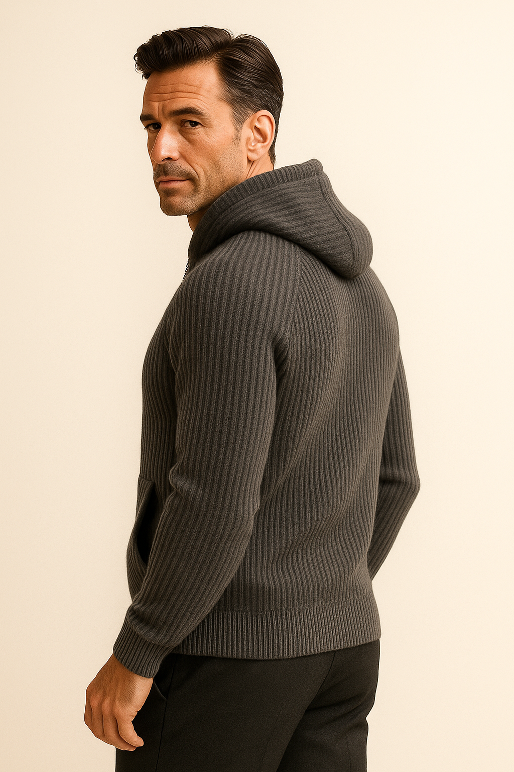 Sorrento Hooded Knit Dark grey