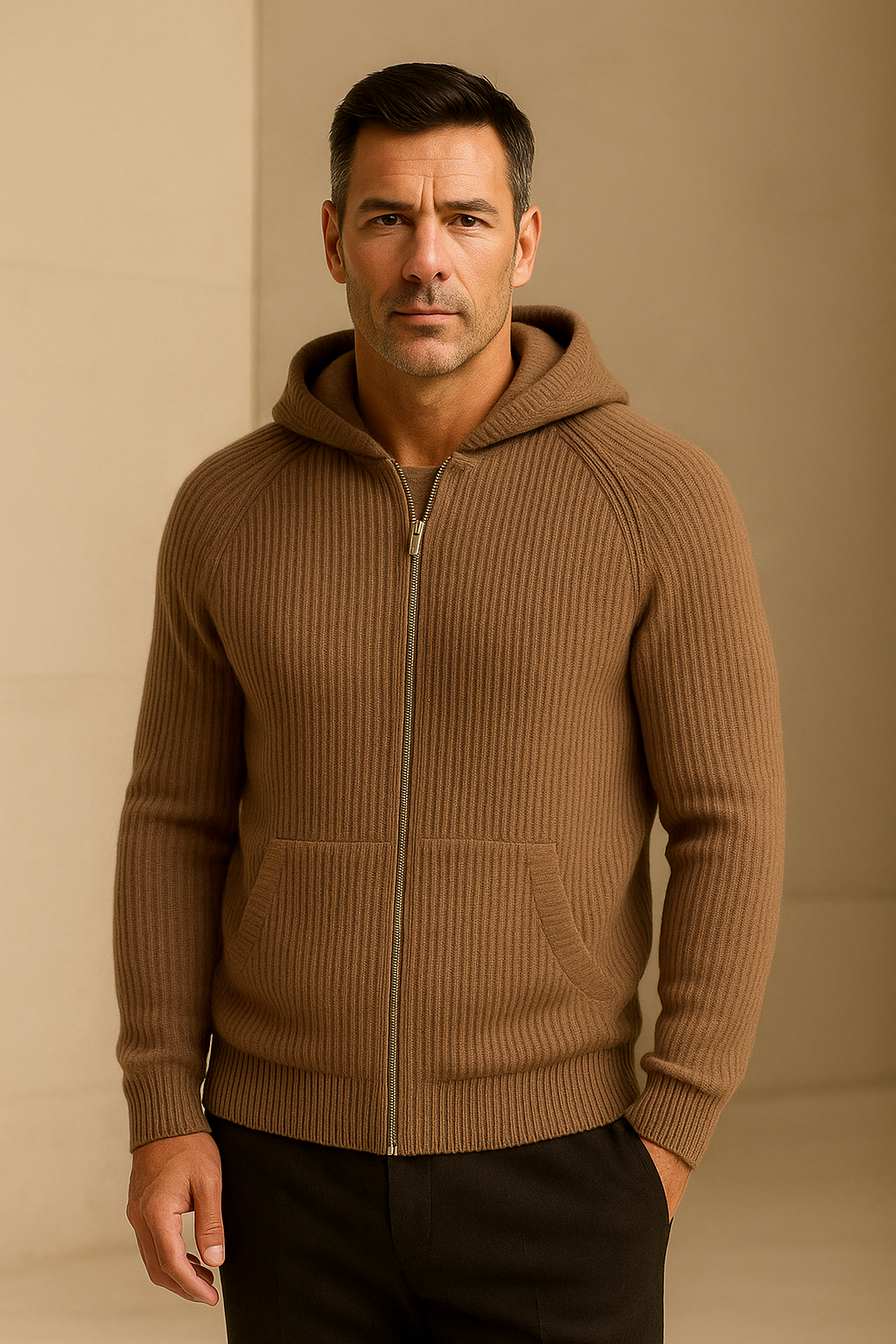 Sorrento Hooded Knit Brown
