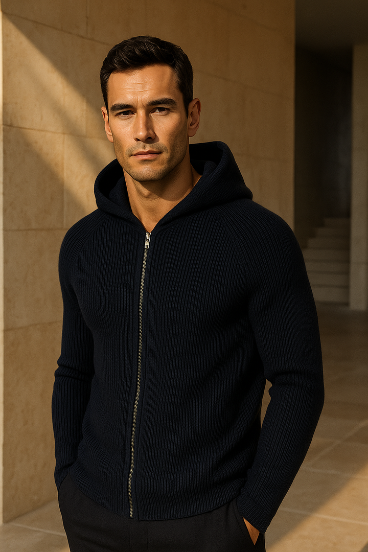 Amalfi Merino Hooded Sweater Navy