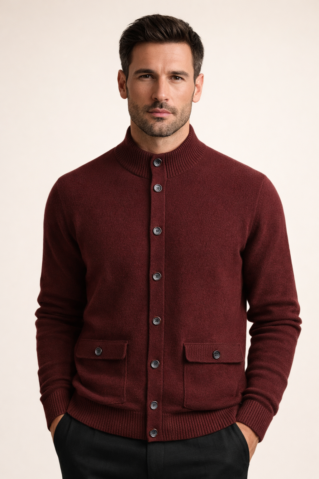Giotto Knit Cardigan Maroon