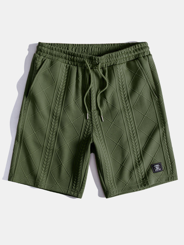 Korte Mouw Geometrisch Jacquard Boog Hem T-Shirt & Shorts